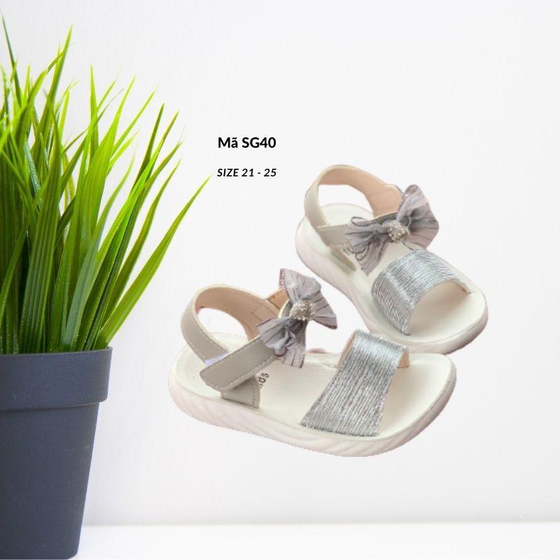 Dép sandal gắn nơ xinh xắn cho bé gái 1 - 3 tuổi quai mềm đế nhẹ chống trơn phong cách Hàn SG40