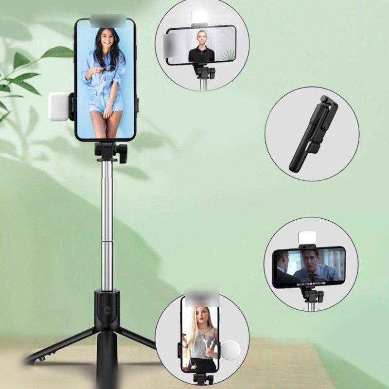 Gậy Chụp Ảnh Tự Sướng 3 Chân Đa Năng Q07, Q07s Kèm Đèn Selfie + Remote Bluetooth Siêu Tiện Lợi