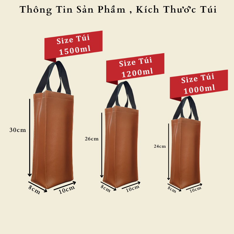 Túi Dạng Hộp From Đẹp Đựng Bình Nước Giữ Nhiệt Baol , WA 1000ml -1500ml Loại Xịn Chất Liệu Simili