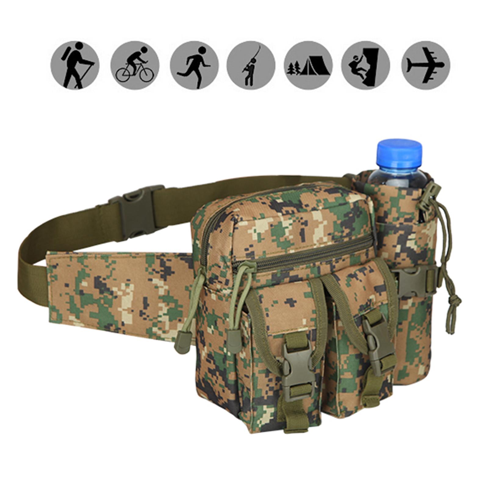 Outdoor Men Waist Pack Bag Hiking Water Bottle Pouch Waterproof Sports Hunting Walking Climbing Mountaineering Riding Fishing Camping Shooting Utility