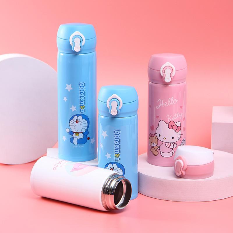 [HSP195][Rẻ vô địch] Bình giữ nhiệt inox 304 kèm sticker có dây quai 450 ml siêu cute