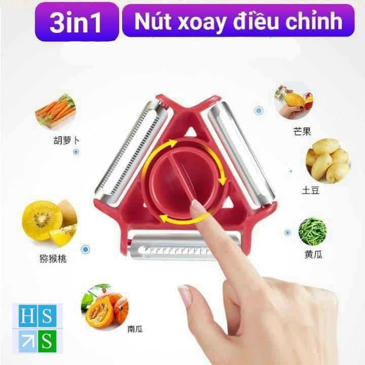 Dụng cụ gọt nạo bào sợi củ quả đa năng 3 in 1 (Giao mầu ngẫu nhiên) , nạo tròn xoay đa năng