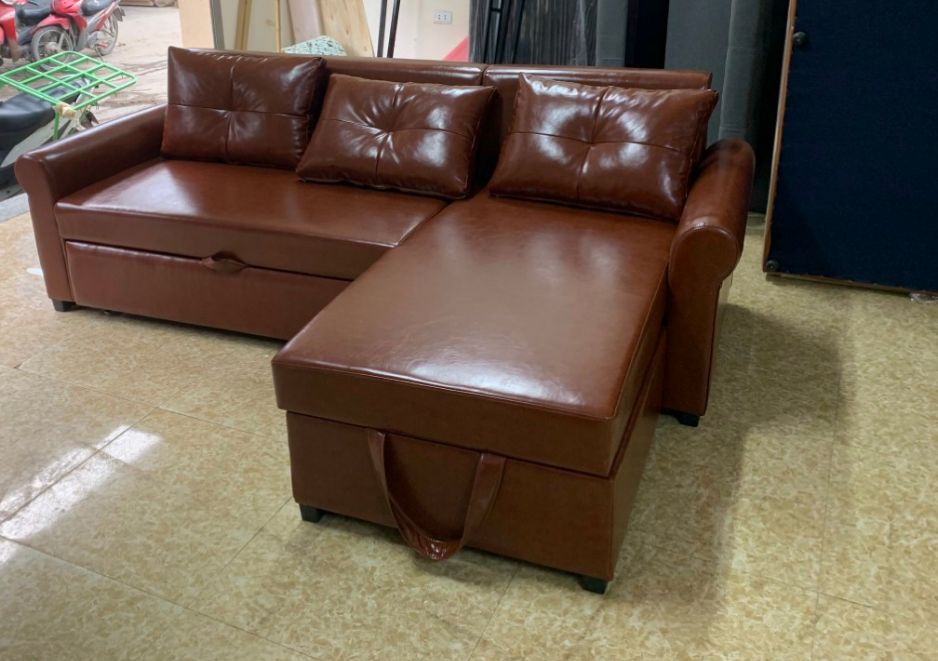 Sofa giường kéo Tundo góc L 250 x 150cm màu nâu