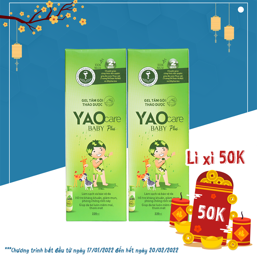 Combo 2 chai Gel tắm thảo dược Yaocare Baby Plus 220ml DK Pharma