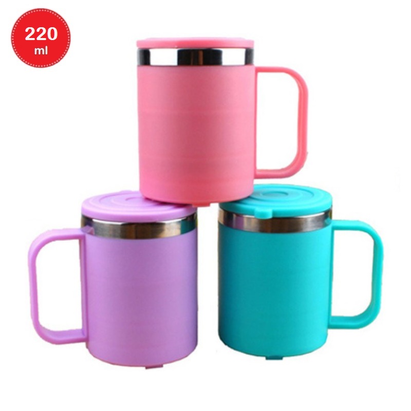 Cốc giữ nhiệt inox bọc nhựa Echo 220ml (Hồng|Tím|Xanh|) - Hàng nội địa Nhật Bản nhập khẩu chính hãng