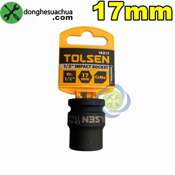Tuýp 17mm 1/2 đen ngắn Tolsen 18217 loại 6 cạnh thép CR-MO