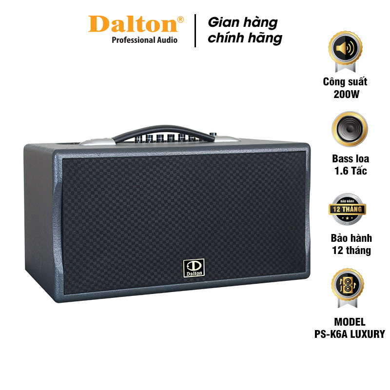 Loa karaoke di động Dalton PS-K6A LUXURY công suất 200W, PIN 5 giờ, kích thước nhỏ gọn, tiện lợi [HÀNG CHÍNH HÃNG]-Bảo hành 1 năm