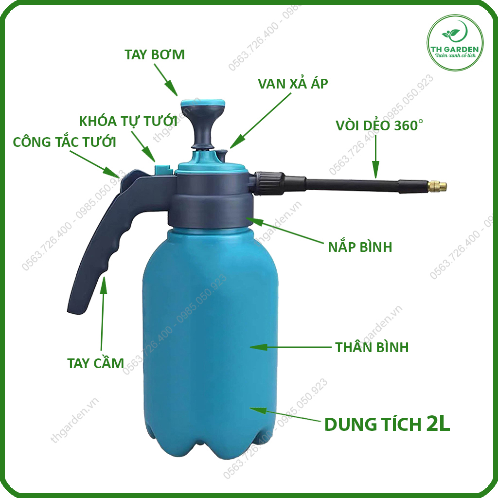 Bình Tưới Cây Huyền Thoại TH Garden - Phun Xa Tới 5m - Chế Độ Tự Động Tưới Ko Cần Giữ