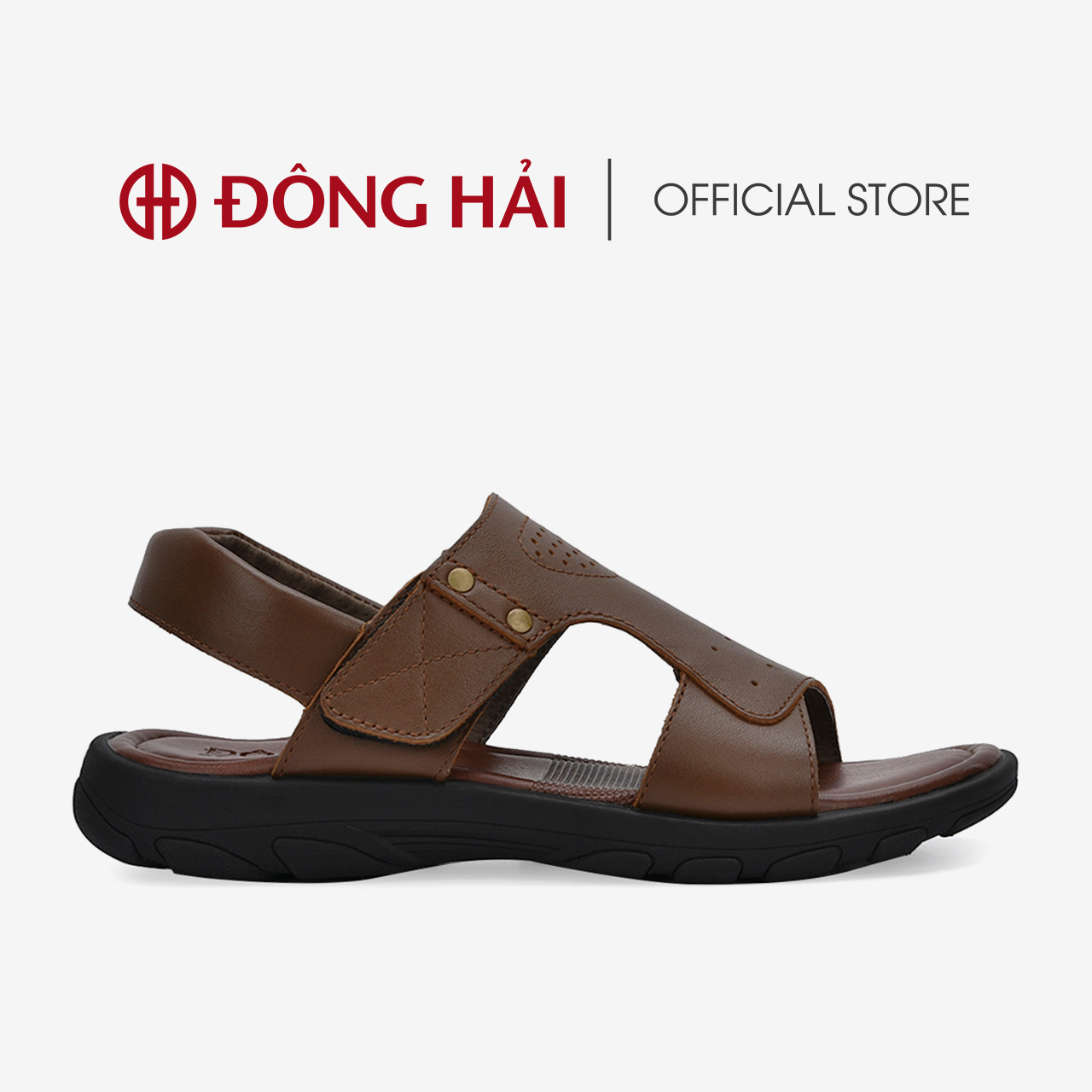 Sandal nam Đông Hải chất liệu da bò cao cấp quai ngang thiết kế dán tiện lợi đế cao 3cm mạnh mẽ nam tính - S3211