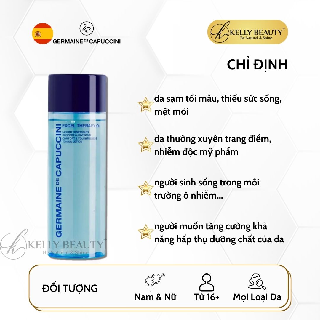 Nước Cân Bằng Thanh Lọc Da Germaine Excel Therapy O2 Comfort &amp; Youthfulness Toning Lotion | Kelly Beauty
