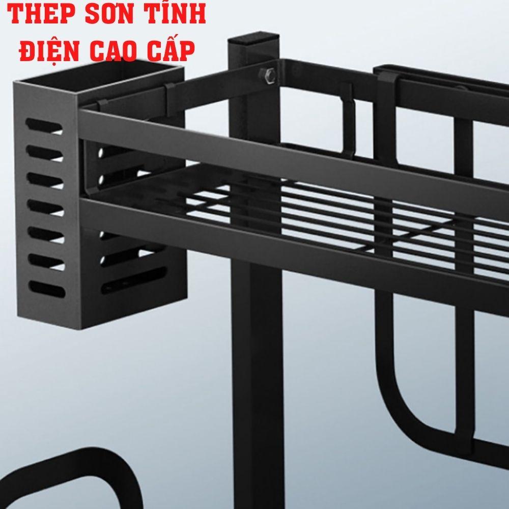 Kệ gia vị 2 tầng 3 tầng cao cấp đa năng để dao thớt nhà bếp thông minh để bàn ăn bằng sắt sơn tĩnh điện