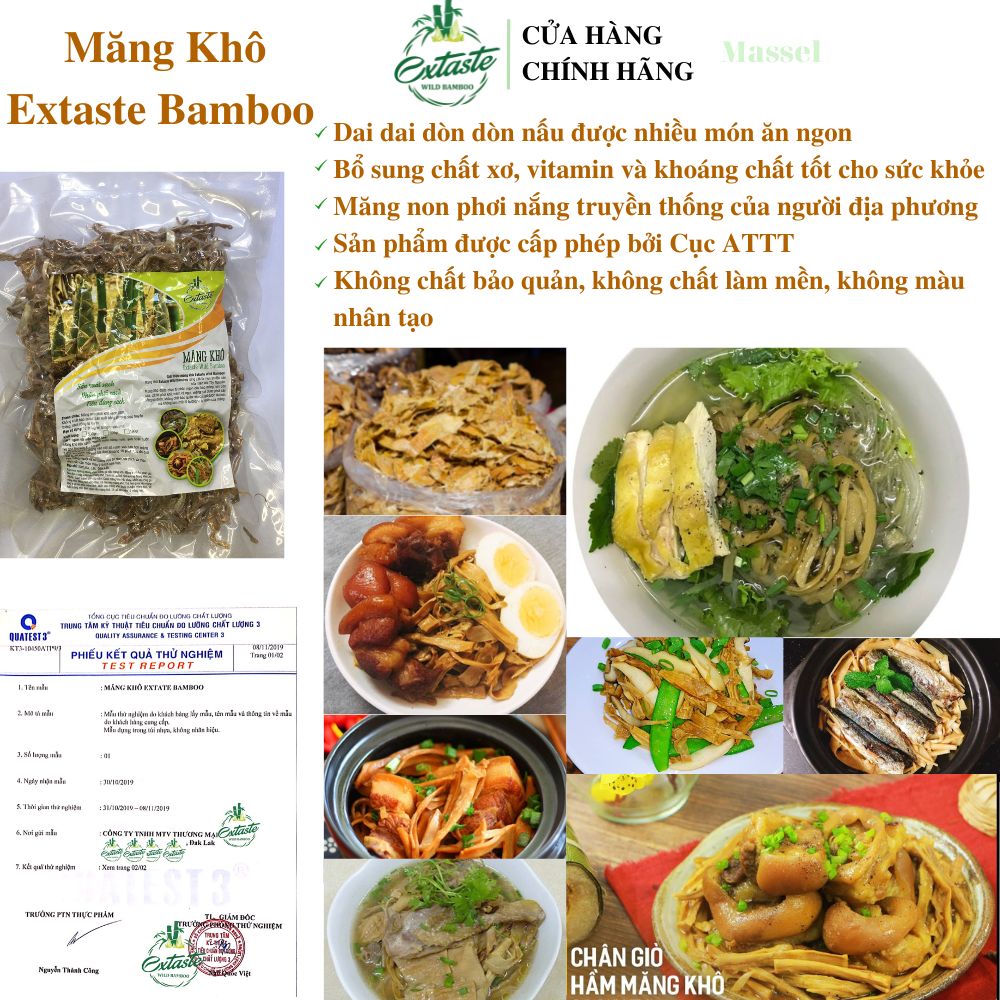 Măng Khô Rừng Tây Nguyên Ngon Sạch Rẻ Extaste Bamboo Giàu Chất Sơ, Vitamin Và Khoáng Chất- Phù Hợp Các Món Vịt Nấu Măng, Miến Măng Gà, Hầm Chân Giò, Măng Kho Cá - Massel Official