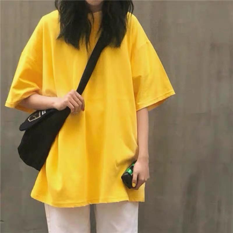 Áo thun tay lỡ trơn VÀNG phông Unisex nam nữ tee oversize form rộng pull Ulzzang Streetwear Hàn Quốc vải mềm