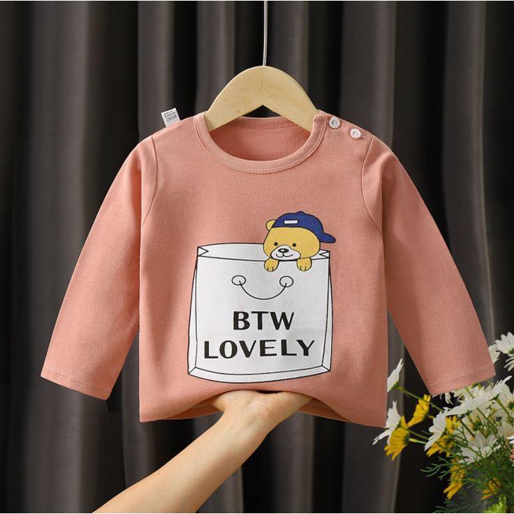 Áo Thun Cotton Thu Đông Dài Tay Cho Bé Màu Hồng - Me Yeu Con 1102 - Từ 7 - 27 Kg
