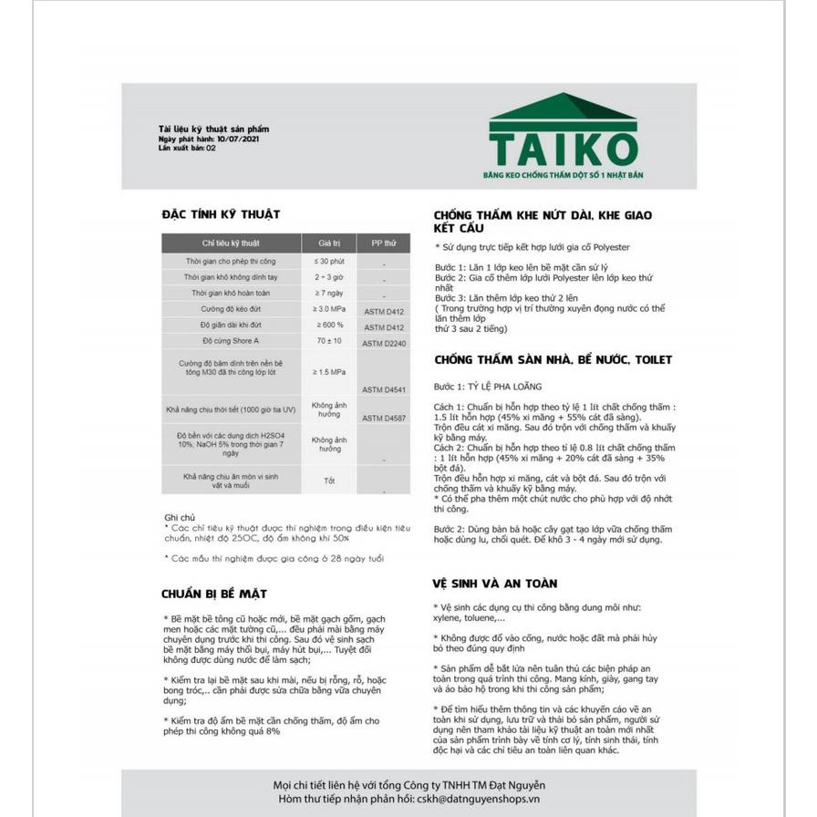 Keo Chống Thấm Taiko KB3 - Thùng 5 Lít- Chuyên Chống Thấm Tường Nhà