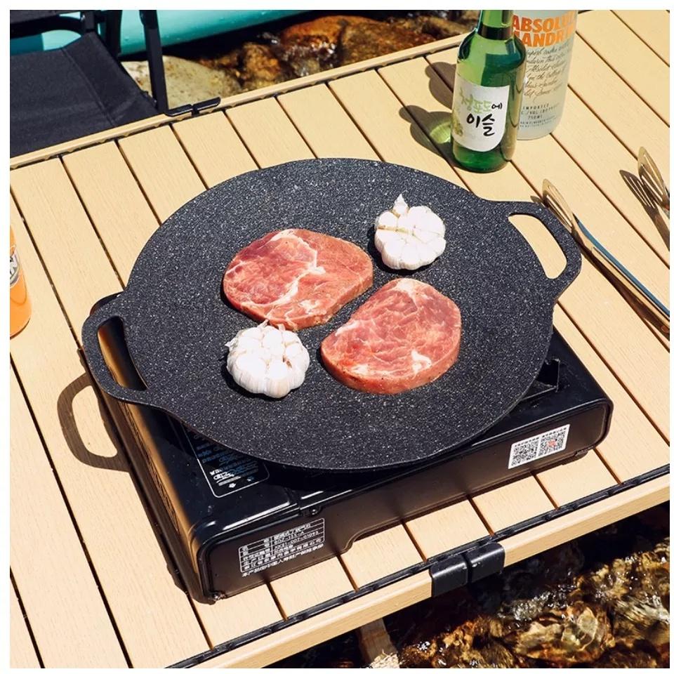 Chảo đá nướng chống dính, chảo nướng thịt BBQ không cần dầu Size 34