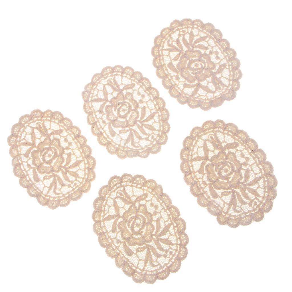 5 Pieces Embroidery Lace Appliques for Clothes Dress Decor Rose
