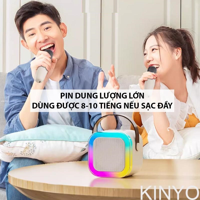 Loa bluetooth mini tặng kèm 2 mic hát karaoke, loa karaoke không dây âm thanh bass hay cùng đèn led có bảo hành - Hàng chính hãng