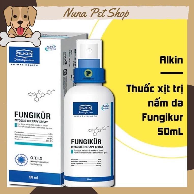Xịt nấm ngứa, ve rận, ghẻ ngứa và viêm da cho chó mèo Fungikur (50ml)