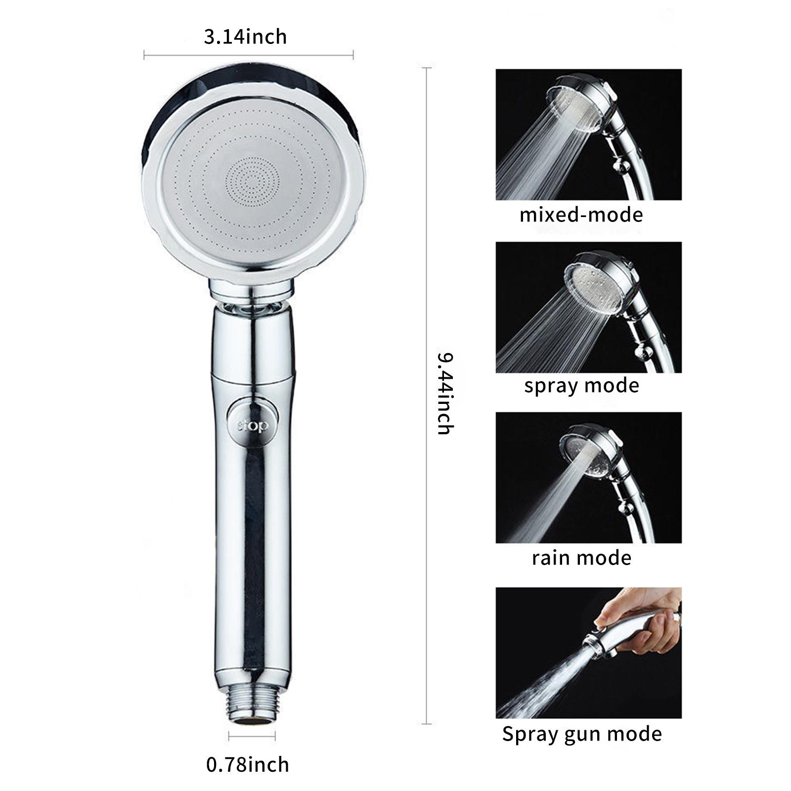 Handheld Shower Head with ON/Off Pause 3 Settings High Pressure Showerhead Adjustable Detachable Bathroom Shower Head