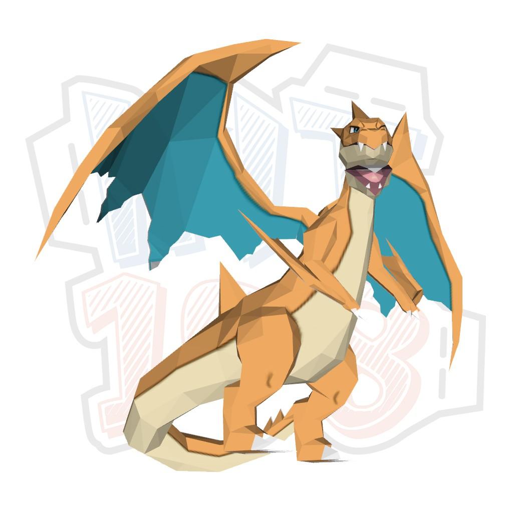 Mô hình giấy Anime Game Pokemon Mega Charizard Y ver 2