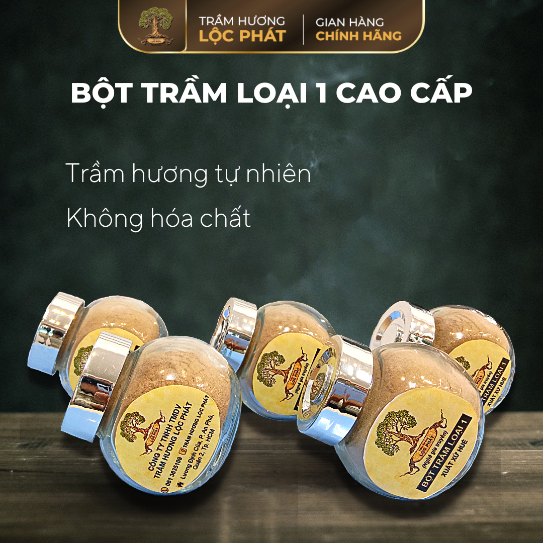 Bột Trầm Hương Tự Nhiên Trầm Xông Nhà Cửa Trầm Hương Lộc Phát Cao Cấp Loại 1-Hộp 10g