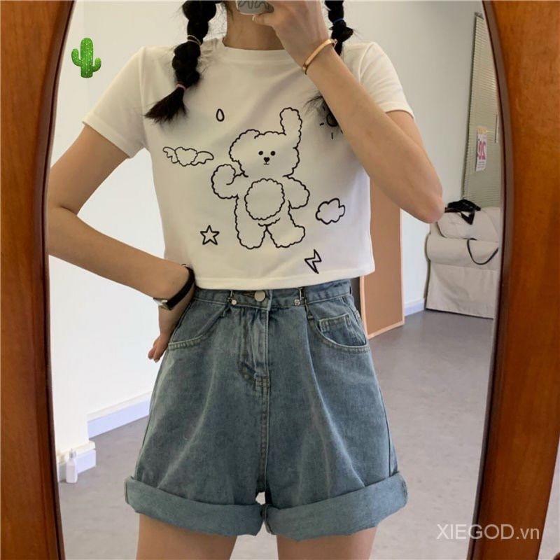Áo croptop in hình GÂU' siêu cưng