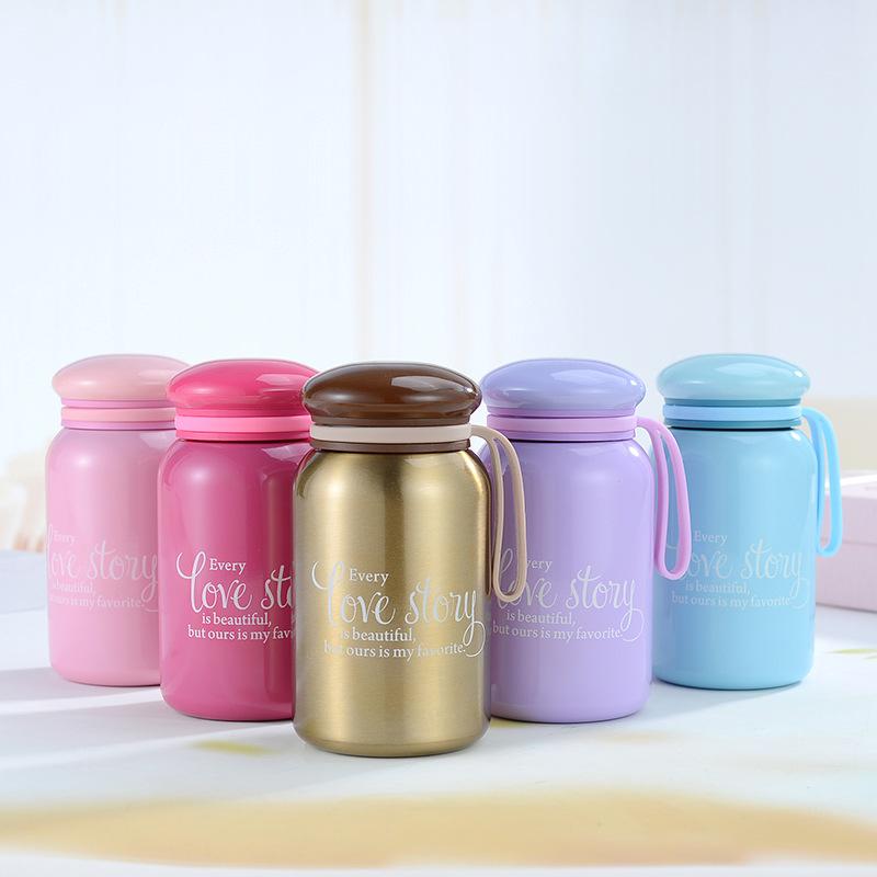 300/380Ml Dễ Thương Nấm Bình Giữ Nhiệt Thép Không Gỉ 304 Treo Tường Đôi Chân Không Di Động Người Phụ Nữ Kid Cách Nhiệt Cốc tumbler