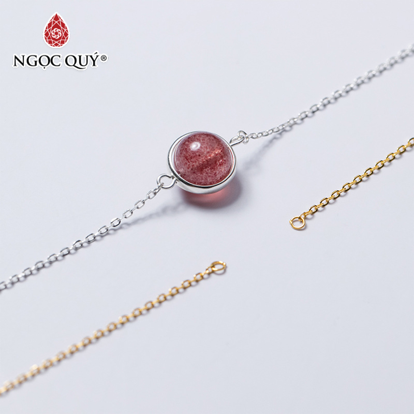 Charm bạc dây xích gắn 2 đầu - Ngọc Quý Gemstones