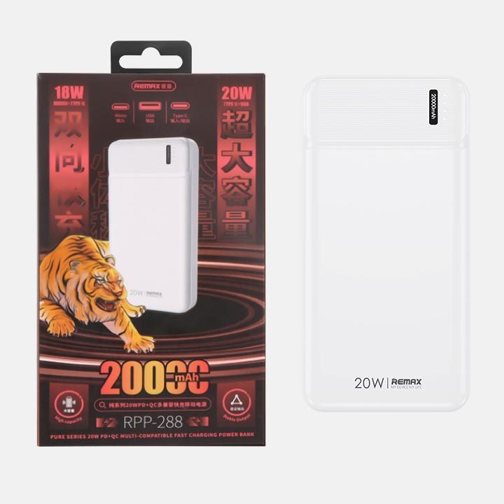 Pin dự phòng sạc nhanh Remax RPP-288 dung lượng 20000mAh - Hỗ trợ QC và PD 20W - Hàng nhập khẩu