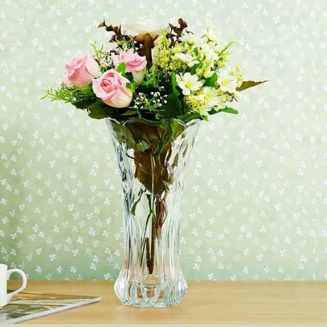 Combo 2 lọ hoa thuỷ tinh trắng cao 25cm
