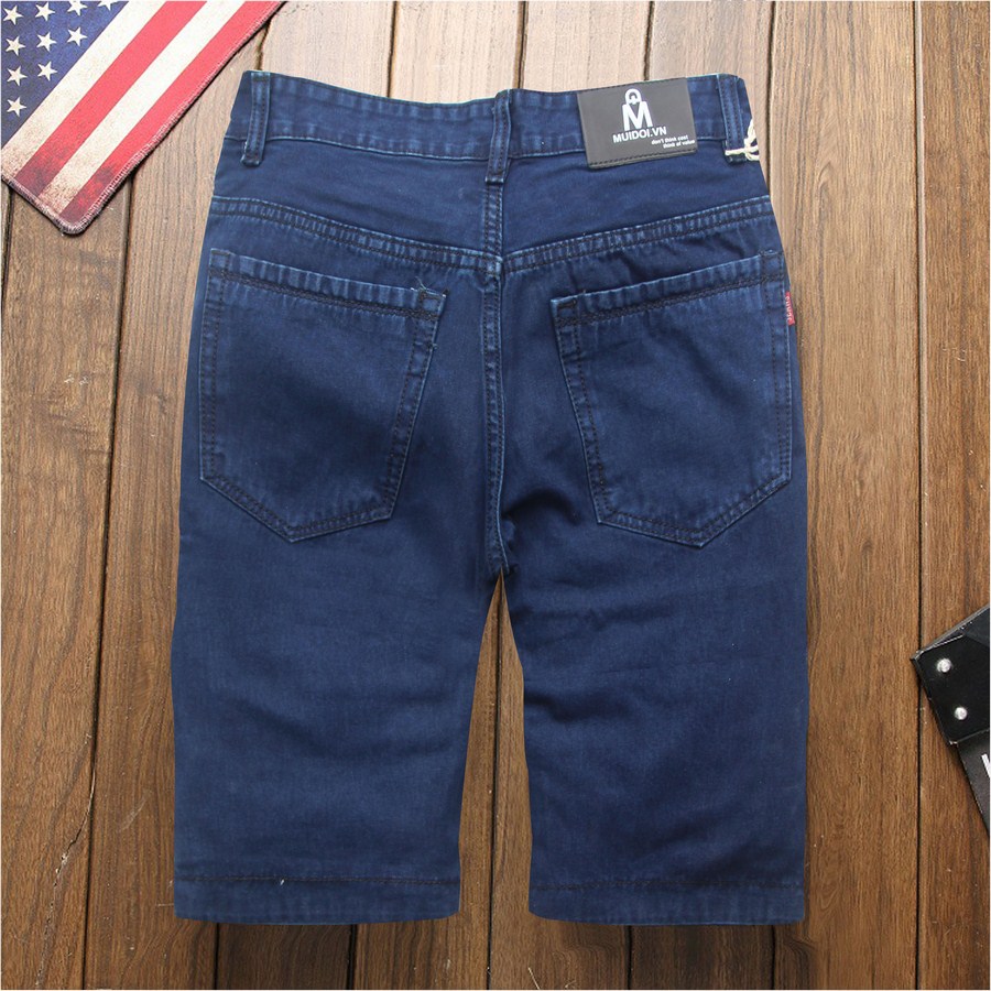 Quần short jean nam xanh cào xước Q168