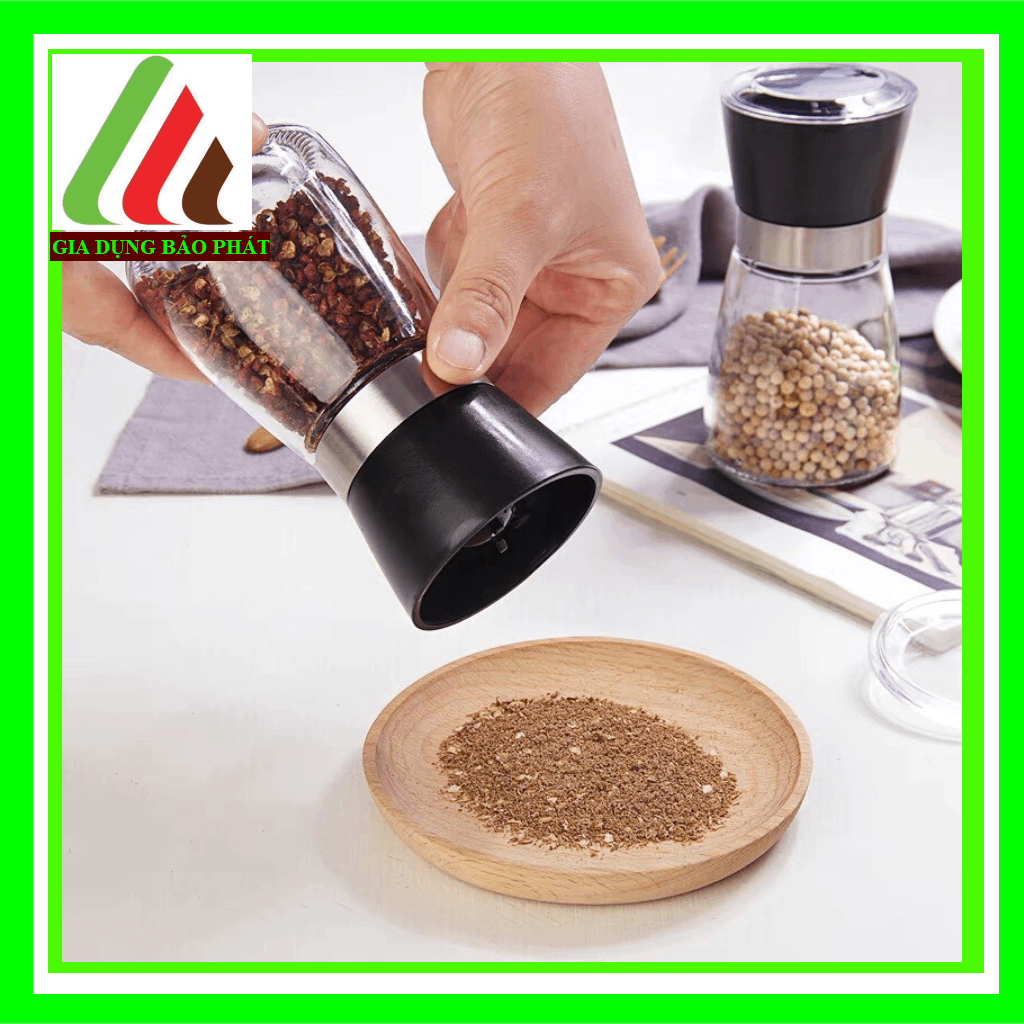 Dụng cụ xay tiêu, xay hạt khô đa năng bằng thủy tinh mini cầm tay thiết kế tiện dụng