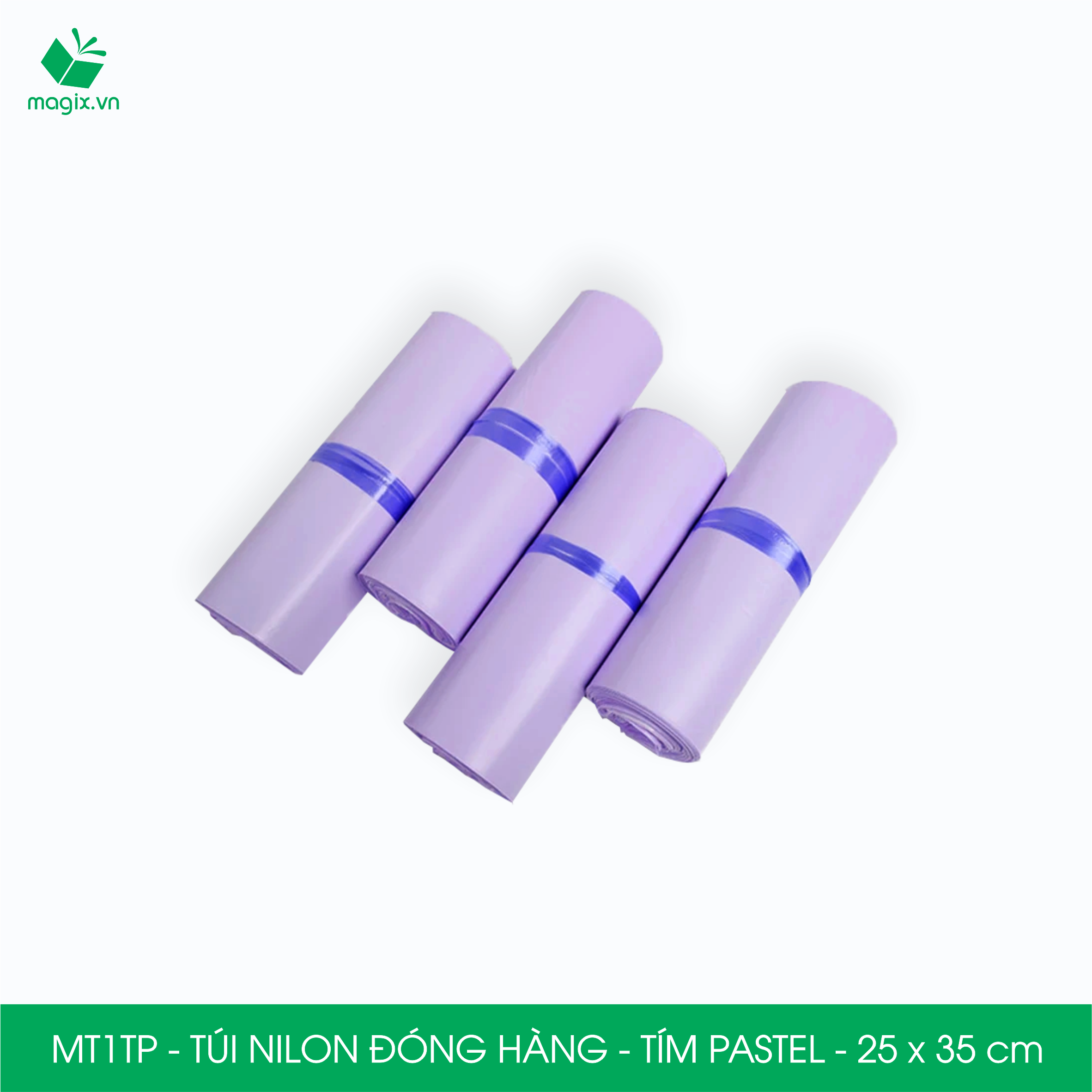 MT1TP - 25x35 cm - Túi nilon gói hàng - 200 túi niêm phong đóng hàng màu tím pastel