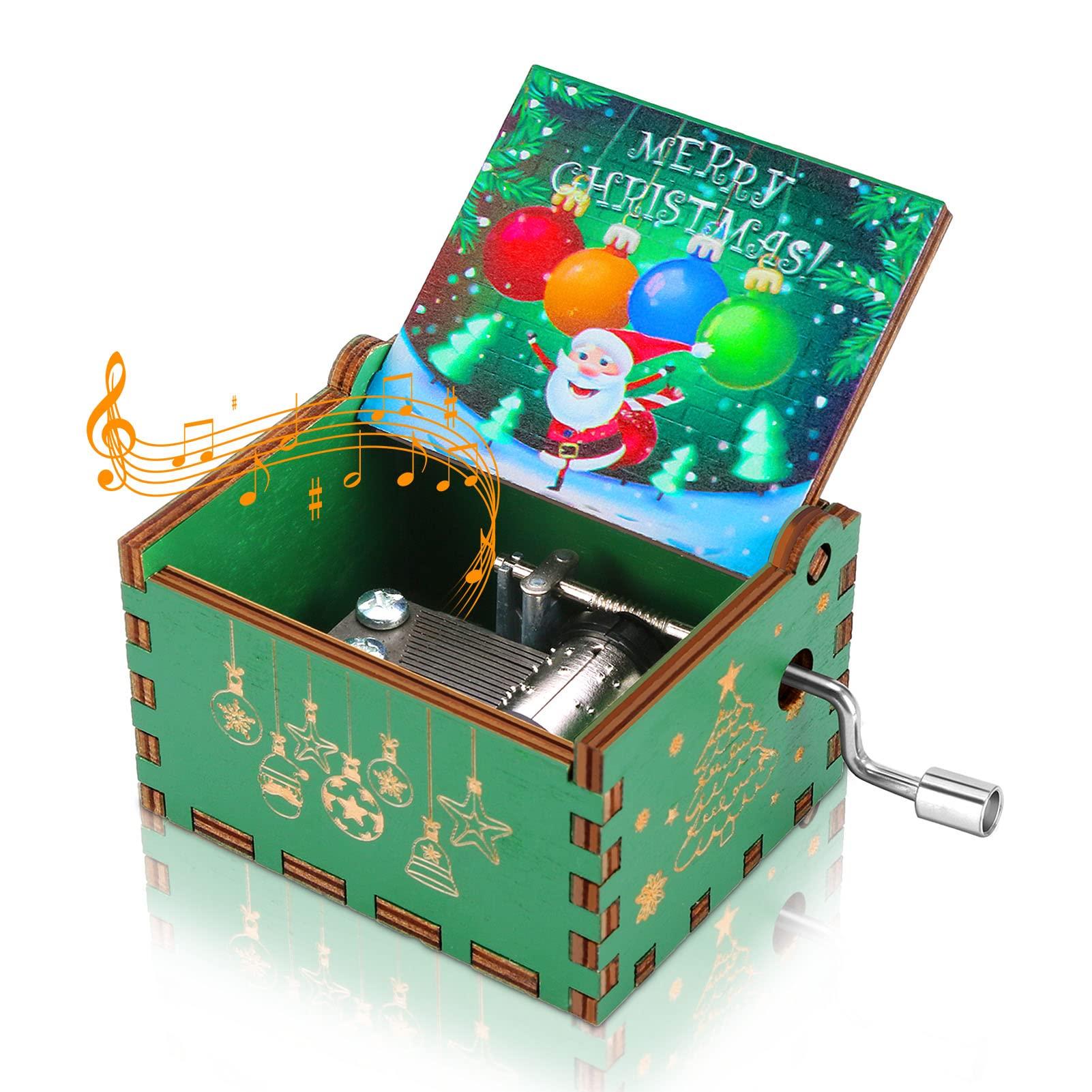 Hộp nhạc Giáng sinh, Quà tặng cho gia đình, bạn bè, trẻ em, hộp nhạc Crank Music Hộp Giáng sinh Trang trí sáng tạo Tay quà tặng Giáng sinh Chơi một bản nhạc Giáng sinh vui vẻ