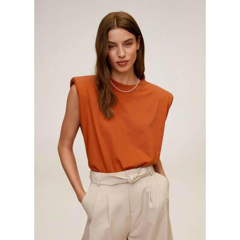 Áo độn vai hot trend thêm màu xanh blue, xám gạo, cam đất và màu khaki