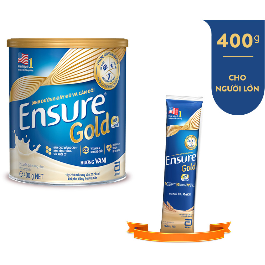 1 Lon Ensure Gold Vani 400g - Tặng 1 Gói Dùng Thử (Vị Ngẫu Nhiên)