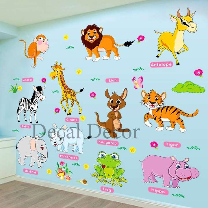 Decal trang trí dán tường hình thú cho bé - Giấy dán tường trang trí phòng cho bé - Decal trang trí nhà cửa 