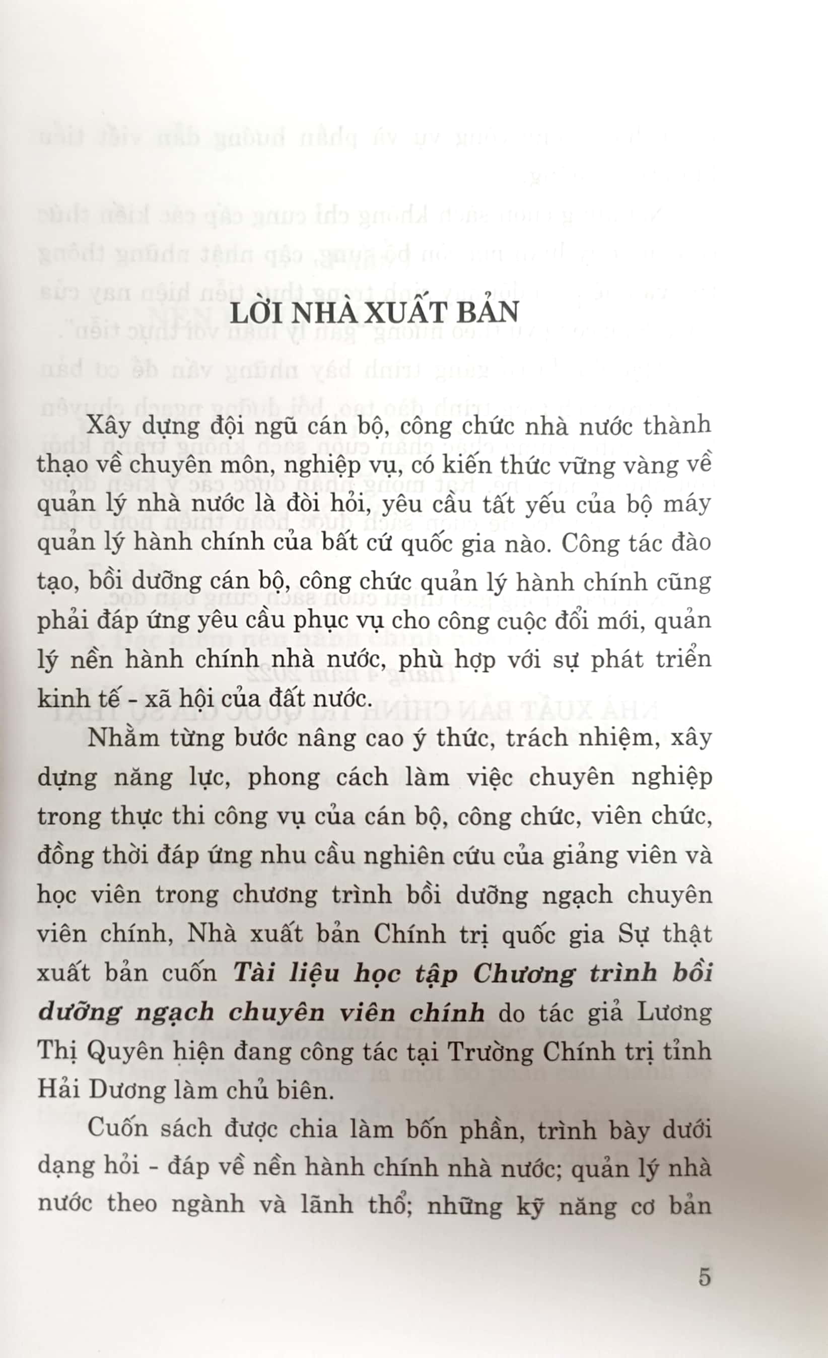 Tài liệu học tập chương trình bồi dưỡng ngạch chuyên viên chính