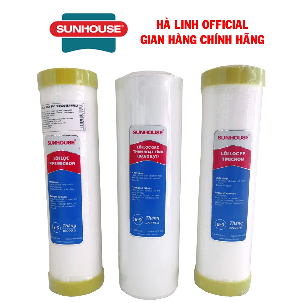 Bộ 3 lõi lọc nước Sunhouse 123 - Lõi lọc nước Sunhouse - Hàng chính hãng