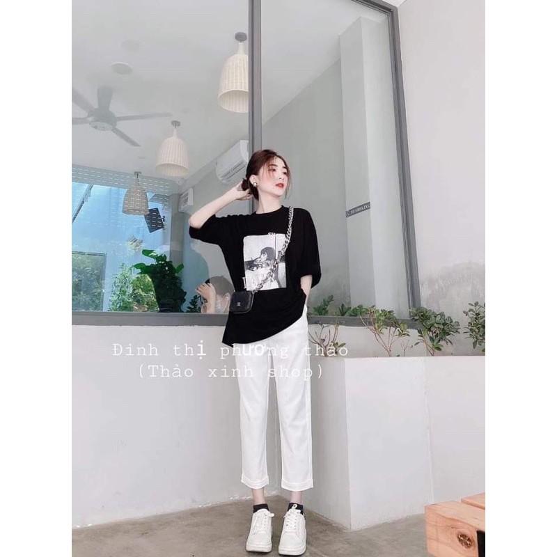 Sét áo ô vuông cô gái + quần kaki trắng HS7