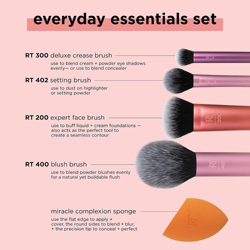 Bộ 4 cọ kèm 2 mút Real Techniques everyday essentials