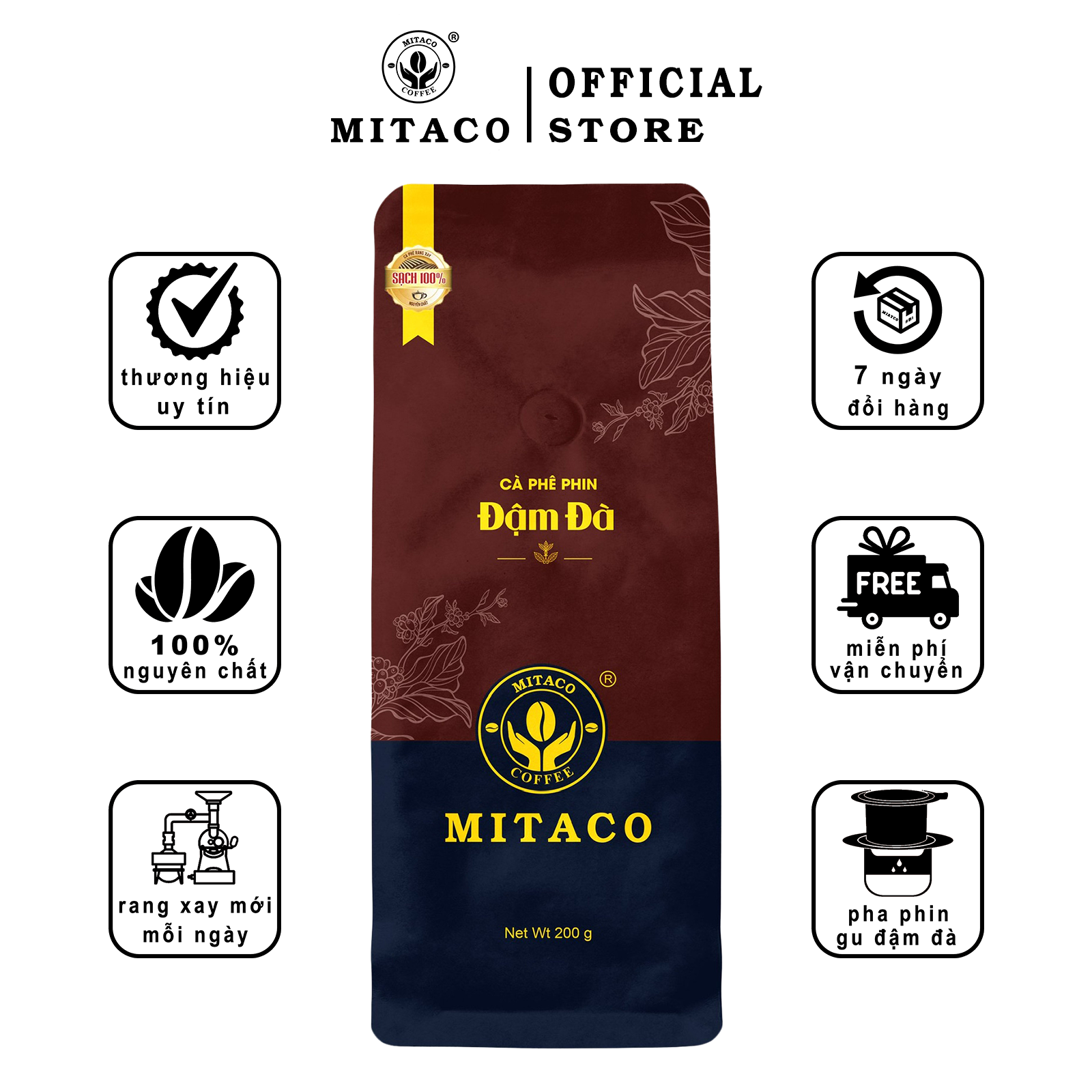 Cà Phê Phin Đậm Đà MITACO COFFEE (Gói 200g)