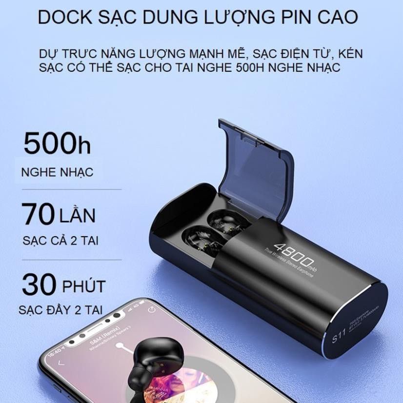 Tai Nghe Bluetooth 5.0  FLOVEME F11 - Tích Hợp Sạc Dự Phòng 4800mah - Chống nước IPX7  - Chống ồn CVC 8.0 - Hàng chính hãng