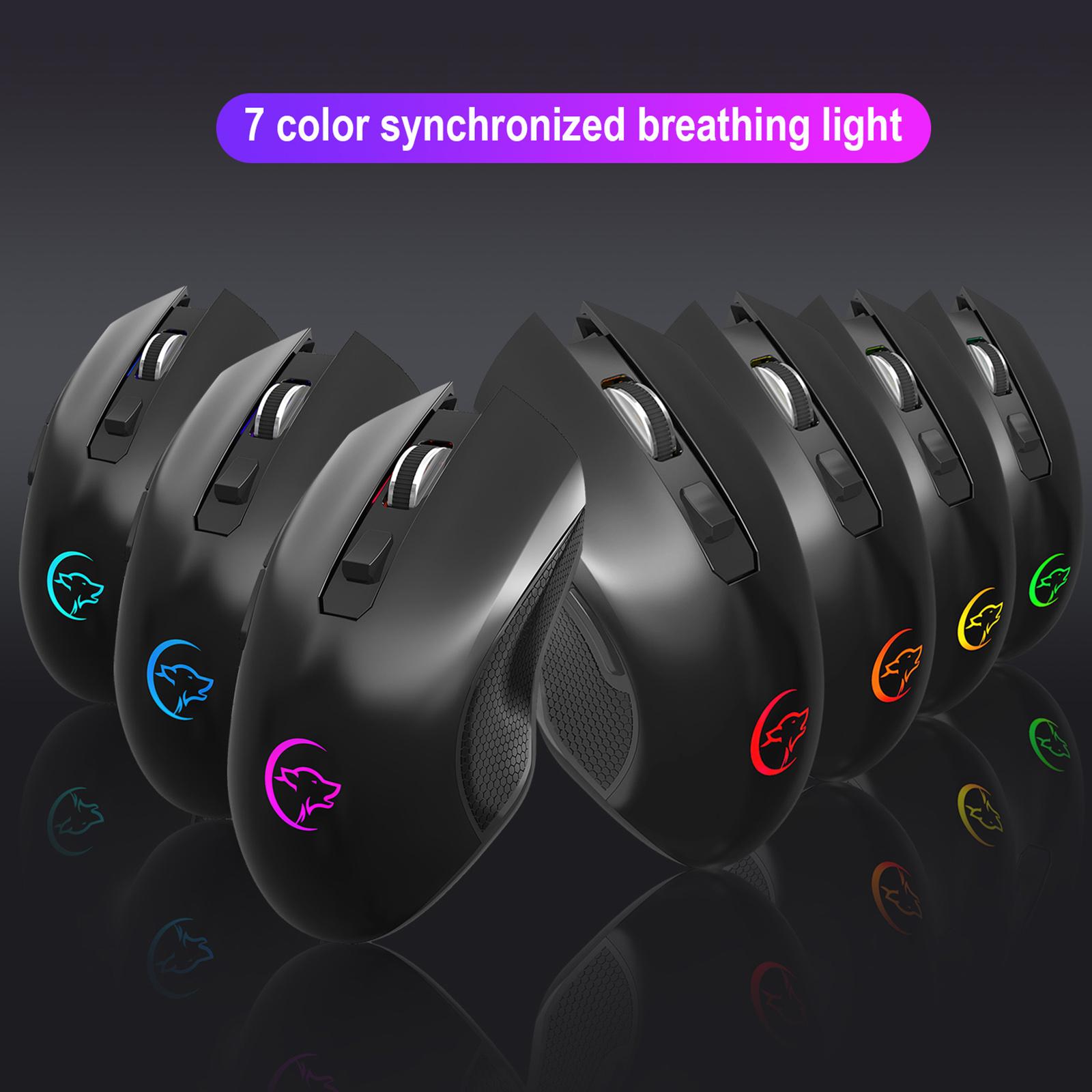 Portable RGB LED 2.4G Wireless Mouse Ergonomic Silence Rechargeable Mice for Desktop Laptop