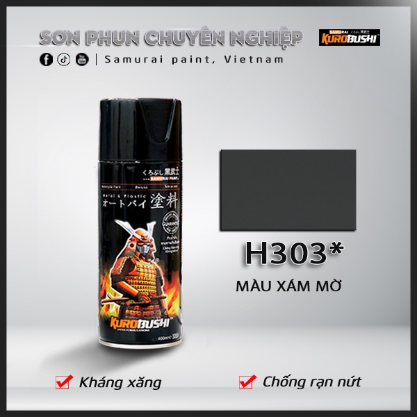 Sơn xịt Samurai Kurobushi - MÀU XÁM MỜ H303