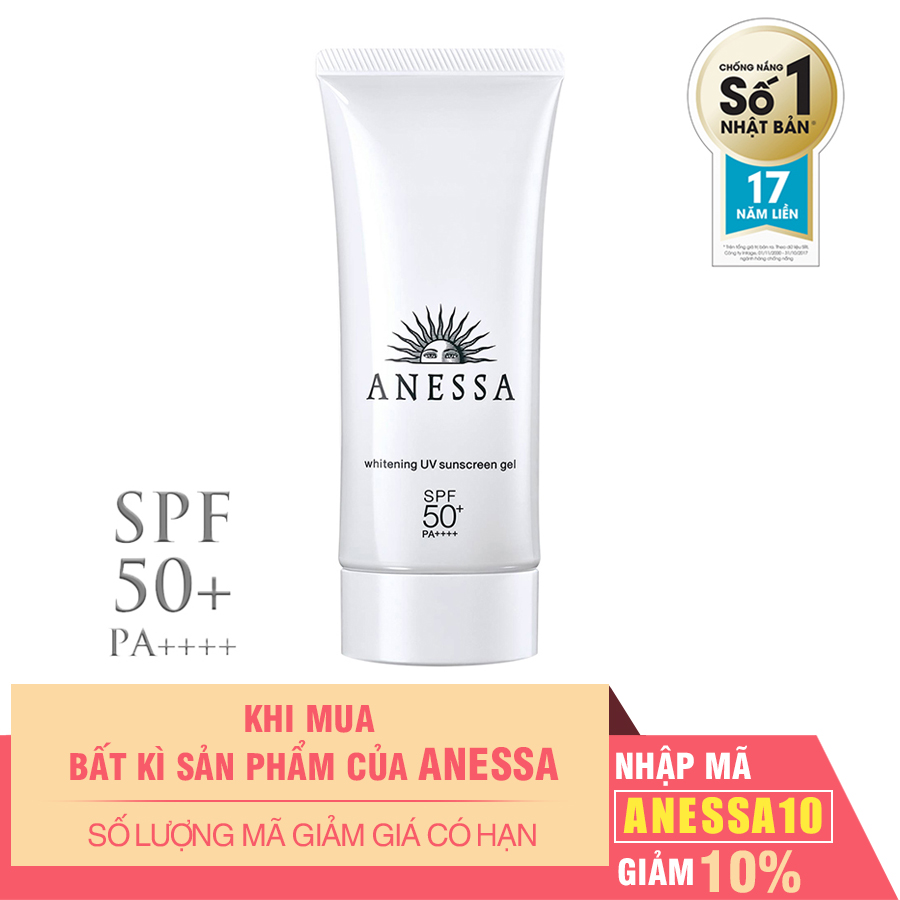 Kem chống nắng dưỡng trắng Anessa Whitening UV Sunscreen Gel Spf 50+ Pa++++ (90g)