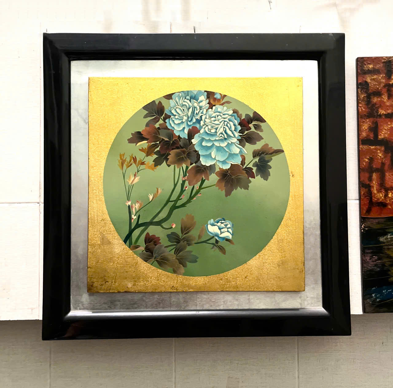 Tranh Sơn Mài - Hoa Mẫu Đơn Xanh - Size 57x57 cm - Sang Trọng &amp; May Mắn