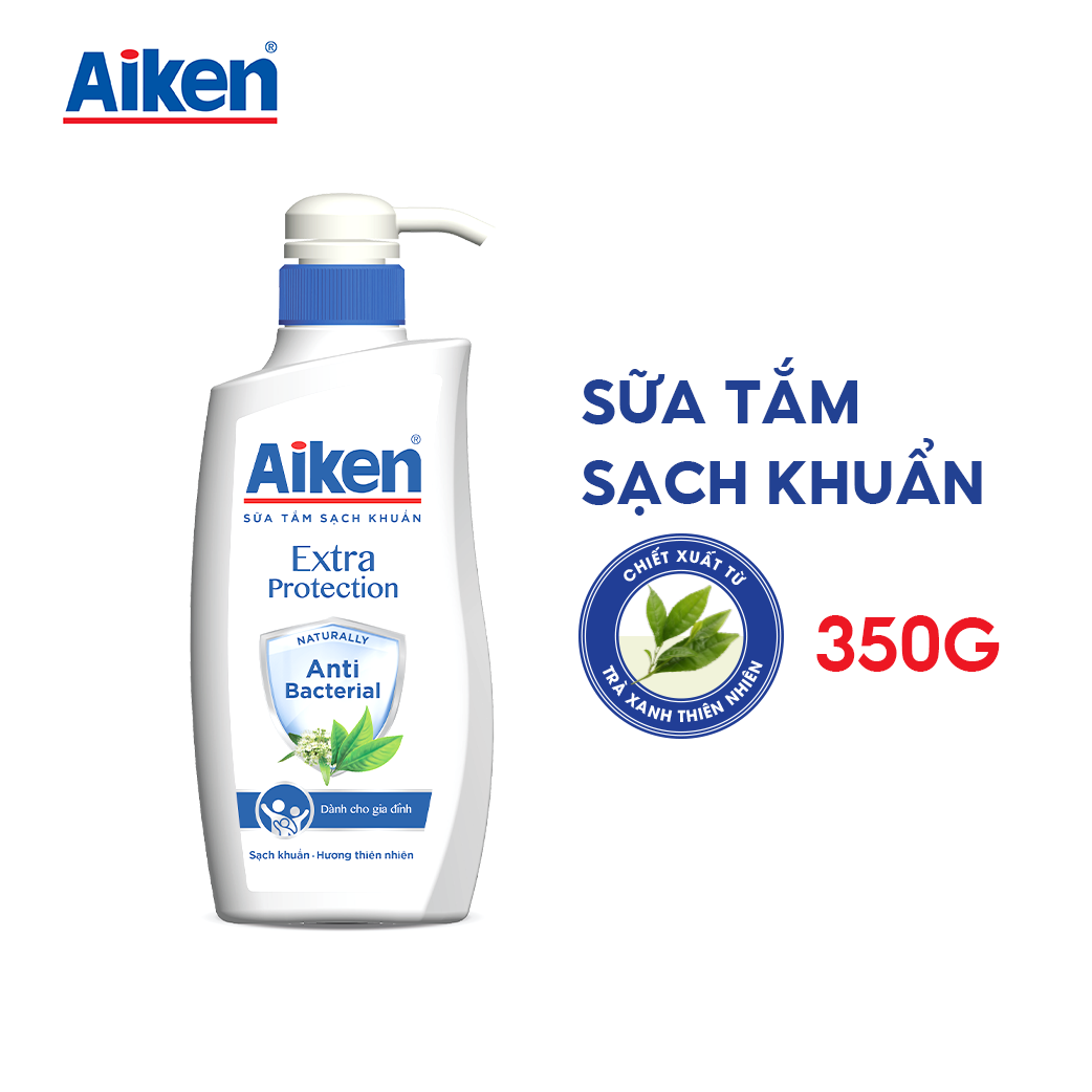 Sữa Tắm Sạch Khuẩn Aiken Chiết Xuất Trà Xanh Thiên Nhiên 350g