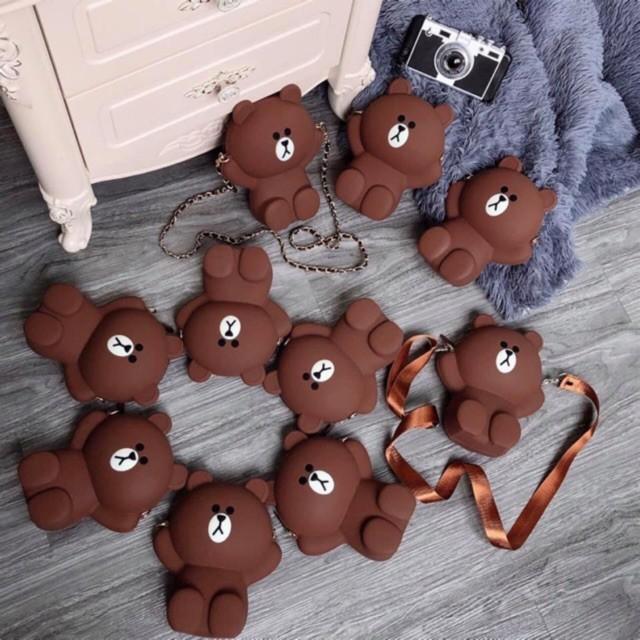 Túi Gấu Brown Silicon Siêu Dễ Thương Kèm 2 Dây
